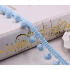 미니 진주 폼폼 프린지 리본 재봉 레이스 니트 원단 수제 DIY 공예 액세서리 4 야드 트림 볼 10 mm, 4yard, sky blue, sky blue