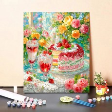네이처포유 DIY 명화 유화 그림그리기 세트 40X50cm, 1개, 플라워디저트케이크