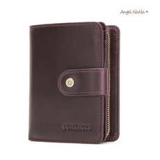 AngelNaNa 真皮 高質感瘋馬皮頭層牛皮RFID搭釦錢包男 SMA0282