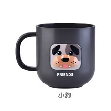 可愛動物造型兒童漱口杯：防滑耐用，多色可選，創意學生宿舍牙刷杯, 1個, 黑小狗, 黑小狗