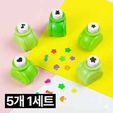 디심플 미니 모양 펀칭기 모양펀치, 5개, 음표+네잎클로버+하트+별+곰돌이