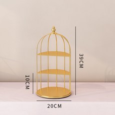 蛋糕盤 杯子蛋糕架 水果盤 三層水果架 鐵藝點心盤 下午茶點心架 家用蛋糕托盤 甜點架 三層蛋糕架 甜品架, 鳥籠20*39, 1個