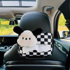 車載 適合女性車內裝飾, 帕恰狗-棋盤格紙巾盒