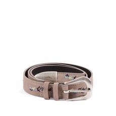 오르치아니 피치 플로럴 자수 레더 벨트