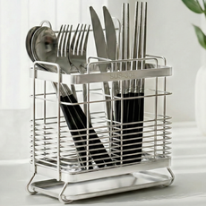 알마마 받침대까지 304 올스텐 물빠짐 2구 수저통, 1개, 실버