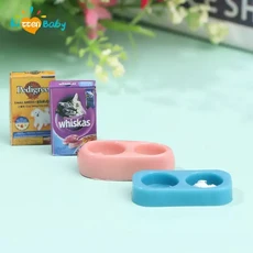 112 인형 집 애완 동물 개 고양이 먹이 그릇 주방 정원 장식 액세서리, Pink