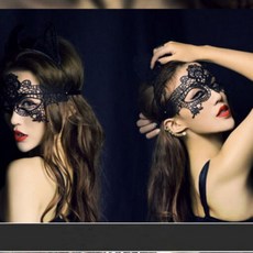 파티올 할로윈 섹시 가면 레이스가면 마녀 란제리 소품 코스프레 코스튬 성인 의상 남자친구이벤트 망사 바니걸, 블랙