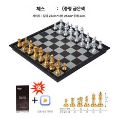 대형 체스 세트 대회용 접이식 자석 체스판, 골드앤실버 중형 2개
