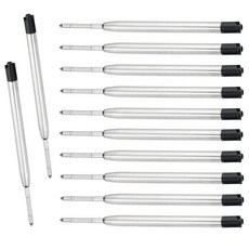 Ginhkok 교체 가능한 금속제 볼펜 잉크 리필 1mm 12개 세트 중간 굵기 메탈제 교체 가능 오피스용 검정