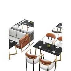 2인테이블세트 원룸 2인용 식탁 미니 세트 2인 테이블 원형, 1개, L. 2인용 조합 (주황+크림)