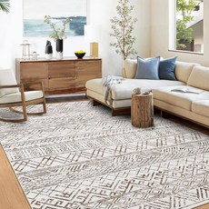 [ 1173108 ] 데인슬레프 세탁 가능 12.7x17.8cm(5x7피트) 부분 러그 뉴트럴 모던 거실 얼룩 방지 낮은 파일 미끄럼 실내 디스트레스드 프린트 카펫 침실 다이닝, [ 1173108 ] 데인슬레프 세탁 가능 12.7x1