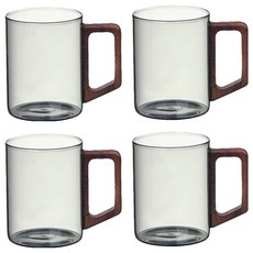 clever 유리 머그컵 450ml, 스모크 그레이, 4개