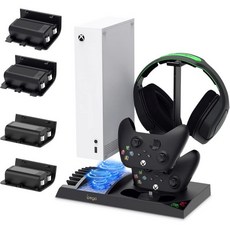 4팩 1400mAh 충전식 배터리 팩이 장착된 Xbox Series S용 냉각 팬 스탠드 컨트롤러 충전 포트가 장착된 YUANHOT 수직 충전소 도크 액세서리 및 XSS용 쿨러