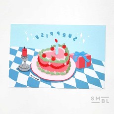 서프라이즈 케이크 3종 엽서 postcard, 3케이크체리