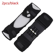 1쌍 조절 가능한 통기성 무릎 보호대 스테빌라이저 압박 슬리브 (스프링 장착 스트랩 포함), 02 Black