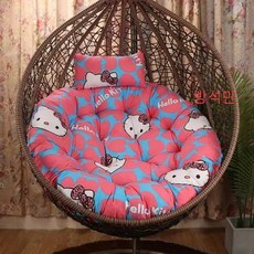 라탄그네의자 쿠션 흔들체어 실내 라탄그네 흔들의자 원형 행잉, 원형 지름 115cm, 키티