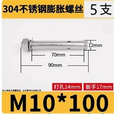 304不銹鋼膨脹螺絲 M10*100 (5支), 1個