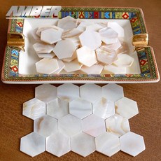 25pcs 진주 모자이크 타일 천연 쉘 육각형 조각 홈 장식 공예품 라운드 스퀘어 아트 (색상-hexagon 25pcs), hexagon 25pcs