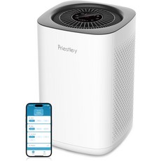 침실 가정 기숙사용 프리스틀리 공기청정기 00Ft 스마트 WiFi HEPA 슬립 모드가 3-in- 공기 필터 먼지 연기 오염 물질 냄새 제거 애완동물 단더, White P360, Large Rooms up to