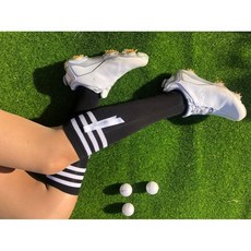 The Golf Salon 스트라이프 리본 골프 양말 반스타킹, 1개, 블랙