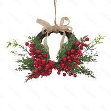 仿真小松果紅果聖誕節藤圈掛飾裝飾草環綠植藤圈擺件, 圖片色, 1個
