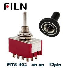 5pcs 6A 120VAC 미니 2 위치 ON MTS-102 토글 3 OFF (방수 자동차 포함), 01 5Pcs, 04 MTS-402 Red, 01 With Waterproof Cap, 1개