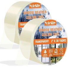 YoleShy 투명 창문 날씨 밀봉 테이프 5.1cm x 27.4m(2인치 x 30야드) 잔여물 없음 튼튼한 창문 단열 테이프 문용 겨울 방한 틈 밀봉, 2