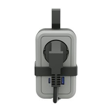 휴대용 멀티탭 USB-PD 20W 고속충전 여행용 리드선 고용량 4000W + 충전케이블, 1개, 그레이, 1.5m
