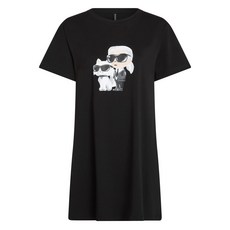 칼 라거펠트 아이콘 스케치 반소매 파자마 드레스