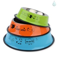 꿈꾸는비 원형 스틸 애견 식기 애완견밥그릇, 대, 1개