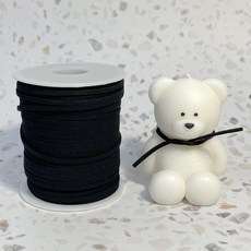 세무끈 3mm X 45M 가죽 샤무드 인조가죽 선물 포장 리본, 클래식 블랙
