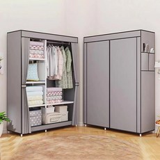 비키니 행거 대용량 수납 드레스룸 시스템 캐비닛 세트 조립식 옷장, 그레이1050MM