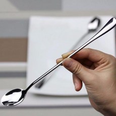 긴손잡이 수프 디저트 스푼 주방 피크닉 라운드 디너 크림 스테인리스 스틸 커피 7.5cm 1 개