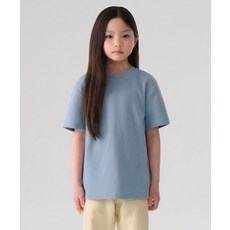 무신사 스탠다드 MUSINSA STANDARD KIDS 와플 릴렉스드 크루 넥 티셔츠 [블루 그레이] MKETS4Z03-BY 401347