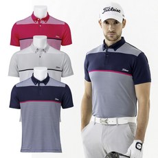 타이틀리스트 골프웨어 스트라이프 반팔 투어 셔츠 TDTSMC2214