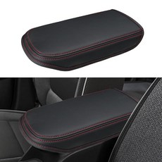 INTGET 센터 콘솔 커버 2024 2025 쉐보레 트랙스 가죽 팔걸이 커버 중간 암 레스트 커버 중앙 콘솔 뚜껑 프로텍터 2024 2025 쉐보레 트랙스 액세서리용, 레드 스티치, 레드 스티치