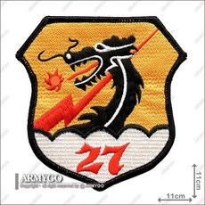 ARMYGO 空軍第27作戰隊部隊臂章，11公分阿拉伯數字款，高品質刺繡，魔鬼氈設計，軍事收藏佳品, 1個, 加車黑色魔鬼氈