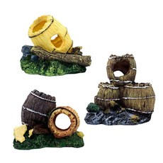 수족관 술통 모형 장식 은신처 인테리어 효과 어항, 3구