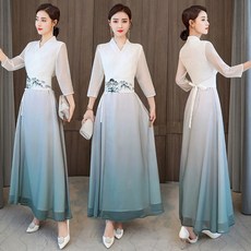 여성 개량 한복 혼례 원피스 무용 퓨전 전통 국악 감성 전통혼례 혼례복 로맨틱 의상 공연