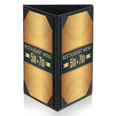 AMGSH 12.7 x 17.8cm(5 x 7인치) 테이블 텐트 메뉴 커버 인조 가죽 PU 가죽 3면 삼각형 사진 프레임 각진 모서리 레스토랑 커피 카페 바 음료 디저트용, 1