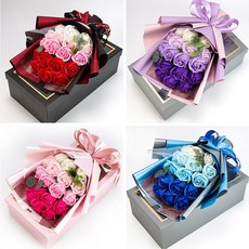 스토어-이유 카네이션 화이트데이 발렌타인데이 입학식 졸업식 꽃다발, 장미비누꽃-퍼플, 1개