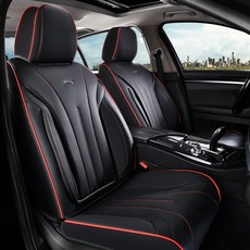 커버라도 앞좌석 커버 럭셔리 나파 가죽 시트 자동차용 2팩 방수 프론트 카시트 프로텍터 대부분의 자동차에 맞는 통기성 쿠션블랙 레드 라인, BlackRedline, FrontPair