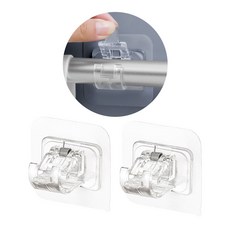 인밸 무타공 부착식 커튼봉 압축봉 브라켓 걸이, 투명, 2개