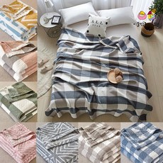 이불밖은위험해 100% 순면 체크 경량이불 사계절 매트겸용 피부 자극 없는 민감케어 간편 휴대용 대형 블랭킷, 트라이앵글블루