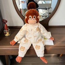 오랑우탄인형옷 고릴라 꾸미기 인형옷 브라운 원피스 원숭이 베어 오랑이 긴팔