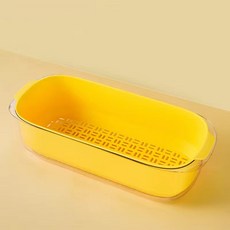 BLOWFISHFUGU 가정용 직사각형 2층 과일과 야채 두꺼운 물빠짐야채바구니 주방 야채 과일 야채세척바구니 물빠짐바구니, 5개, 옐로우