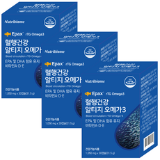 뉴트리바이옴 혈행건강 rTG알티지 오메가3 EPA & DHA 함유유지 비타민 A D E, 30정, 3개