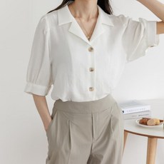 여성 데일리 여름 블라우스 셔츠 소보로 퍼프