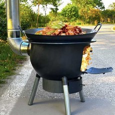 드럼화로통 화로대 식당 장작 캠핑 소각용 무쇠 항아리, 6. 48cm 난로+3단솥+부속