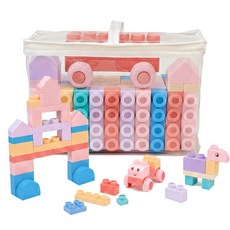 베비몽 빅 말랑 소프트블럭 101P 장난감 정리함 포함, 혼합색상, 1개